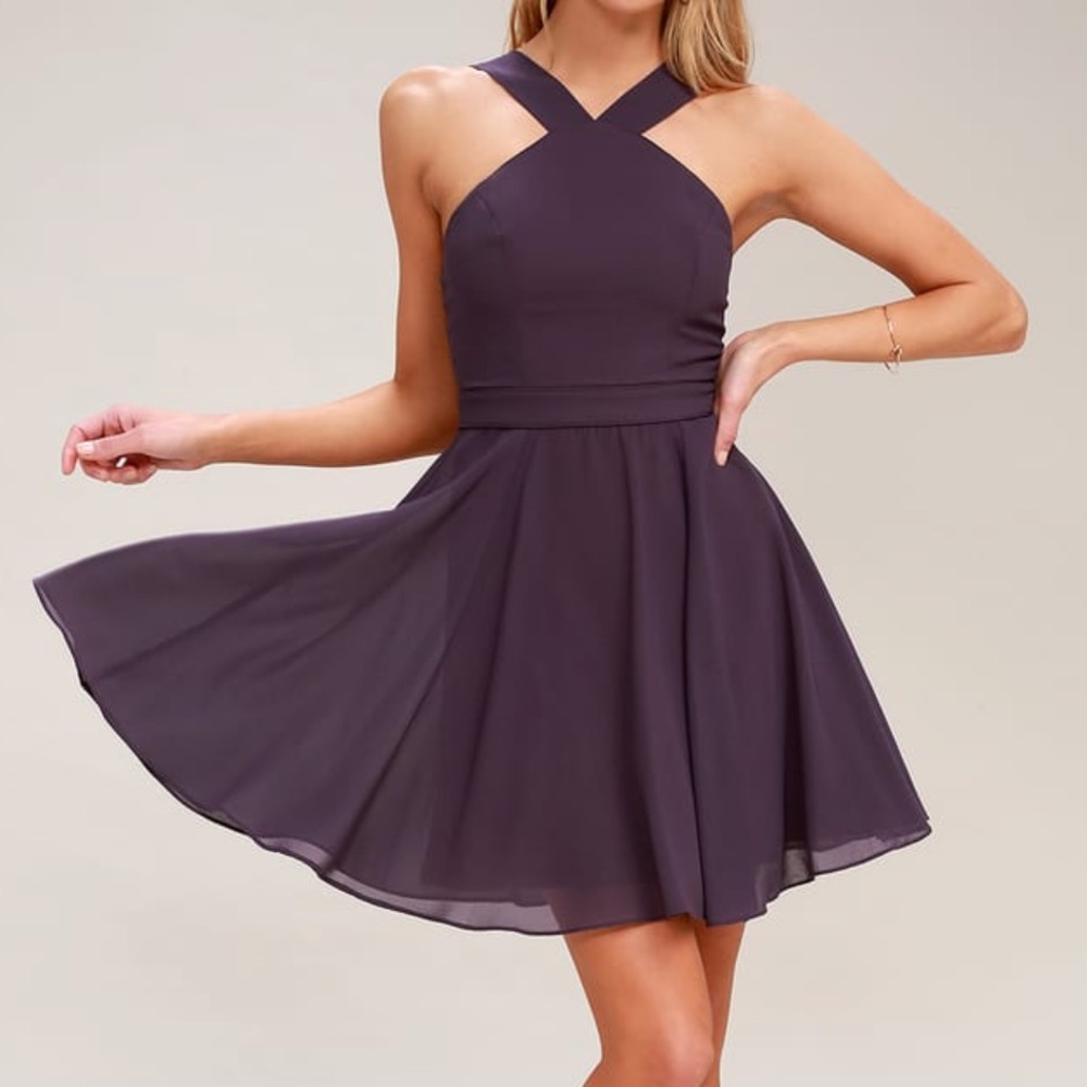 Lulu’s Dusty Purple Skater Dress